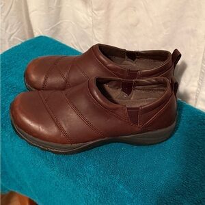 L.L. Bean Comfort Mocs Clog Shoes Womens Sz 8 Brown Leather Slip Ons VGUC